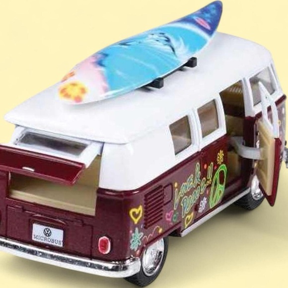 KiNSMART 1962 Volkswagen Classic Bus Die-Cast Model (Surfboard • Flower Power) - Picture 4 of 8